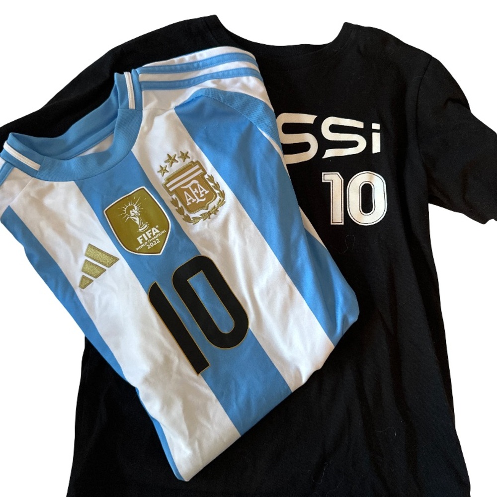 Messi Kids Blue and White Soccer Jersey and shirt